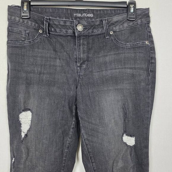 Maurices Distressed Gray Skinny Jeans L Short Raw Hem - Picture 3 of 8